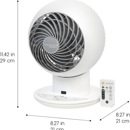 IRIS USA WOOZOO Desk Fan with Remote, Oscillating Table Air Circulator,  White
