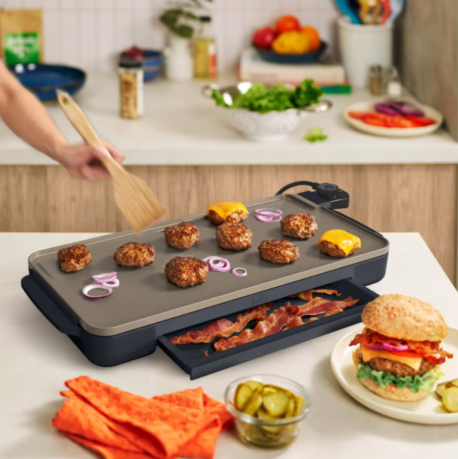 bella XL Ceramic Griddle with Warming Tray