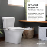 Brondell Bidet Toilet Seat Non-Electric Swash Seat, Fits Round Toilets, White – Dual Nozzle System