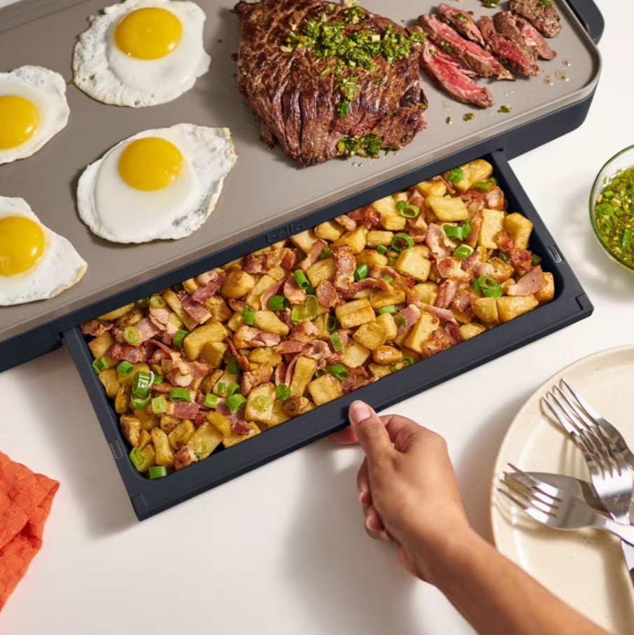bella XL Ceramic Griddle with Warming Tray
