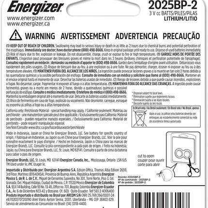 Energizer Holdings EVE2025BP2 Lithium Button Cell Size General Purpose Battery