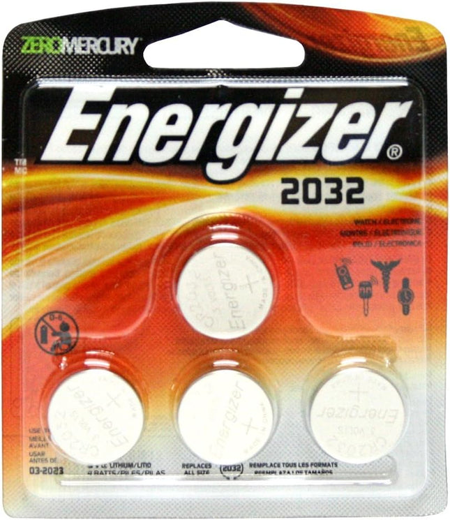 Energizer Zero Mercury 3 V cc Lithium Batteries 2032BP - 4 ct, Pack of 2
