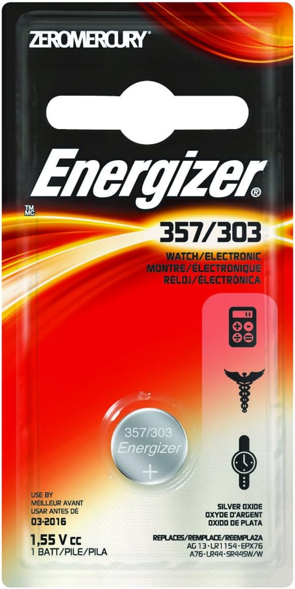 Energizer Battery 357BPZ Watch/Calculator Button Cell Battery With No Mercury (Pack of 6)