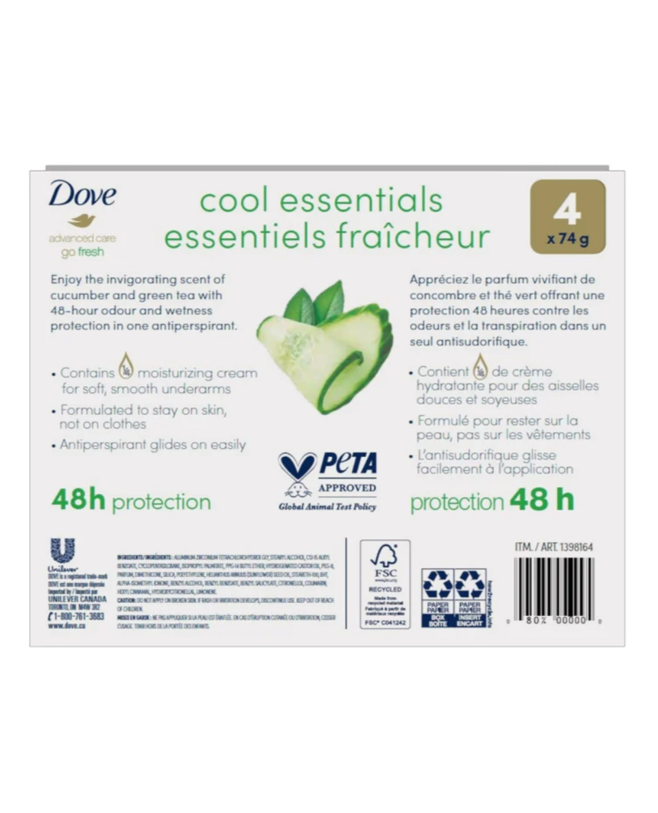 Dove Advanced Care Antiperspirant, 4-pack