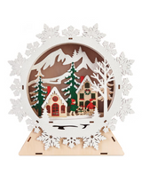 Wooden Holiday Icons with LED lights - Set of 2, Snowflake and Christmas Tree