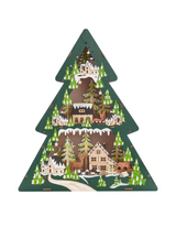 Wooden Holiday Icons with LED lights - Set of 2, Snowflake and Christmas Tree