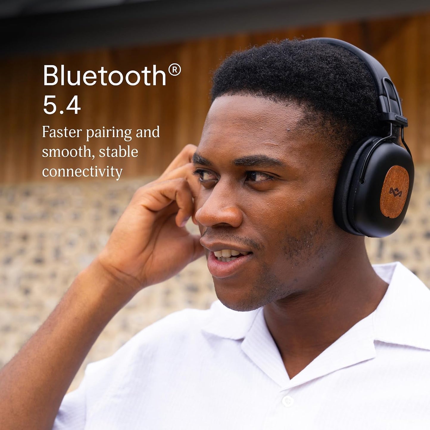 House of Marley Positive Vibration Rebel Wireless ANC Headphones - Over Ear Bluetooth Earphones with Adaptive Noise Cancelling, 130 H Playtime, IPX5, Sustainable Materials