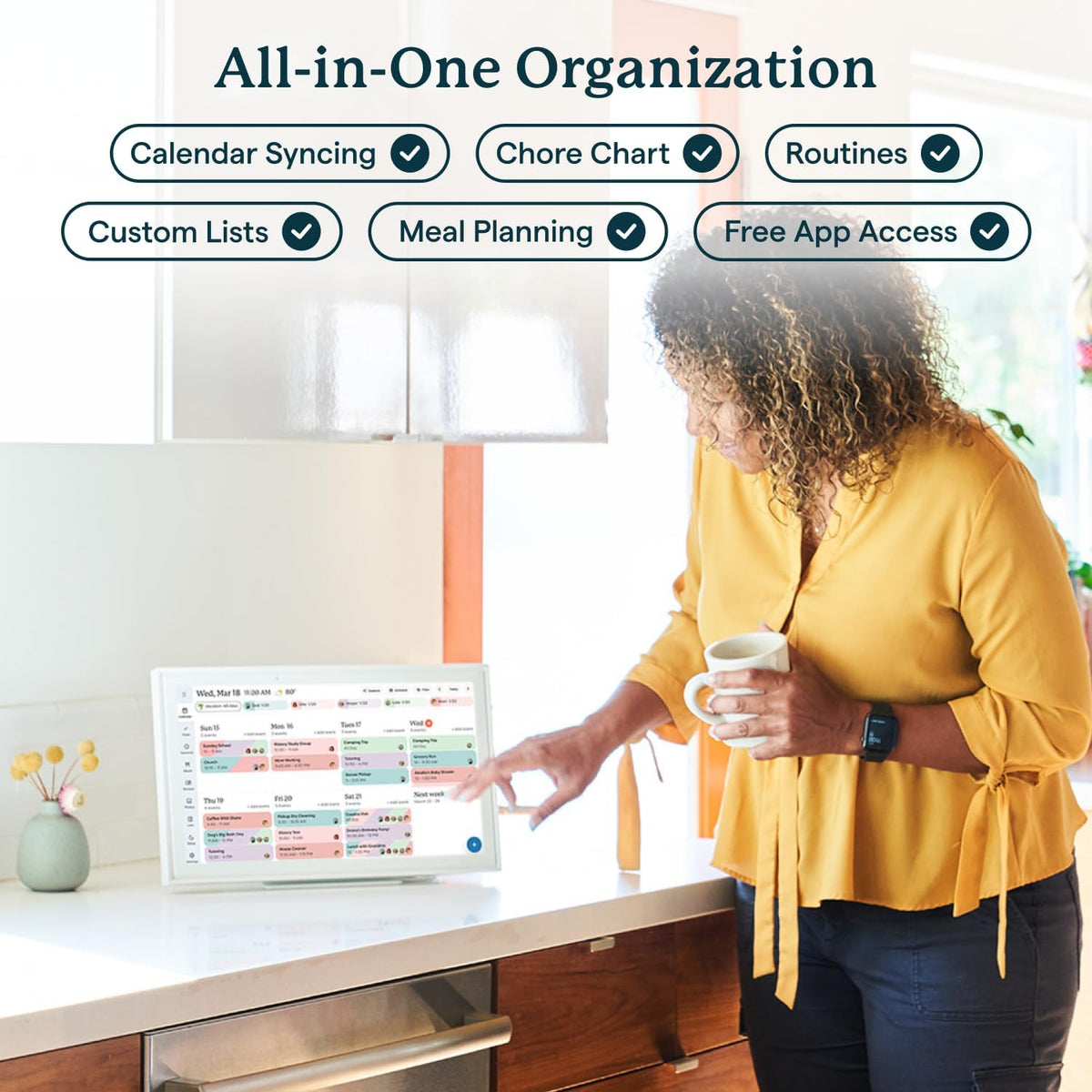 Skylight Calendar 15" Wall Planner Digital Calendar & Chore Chart, White