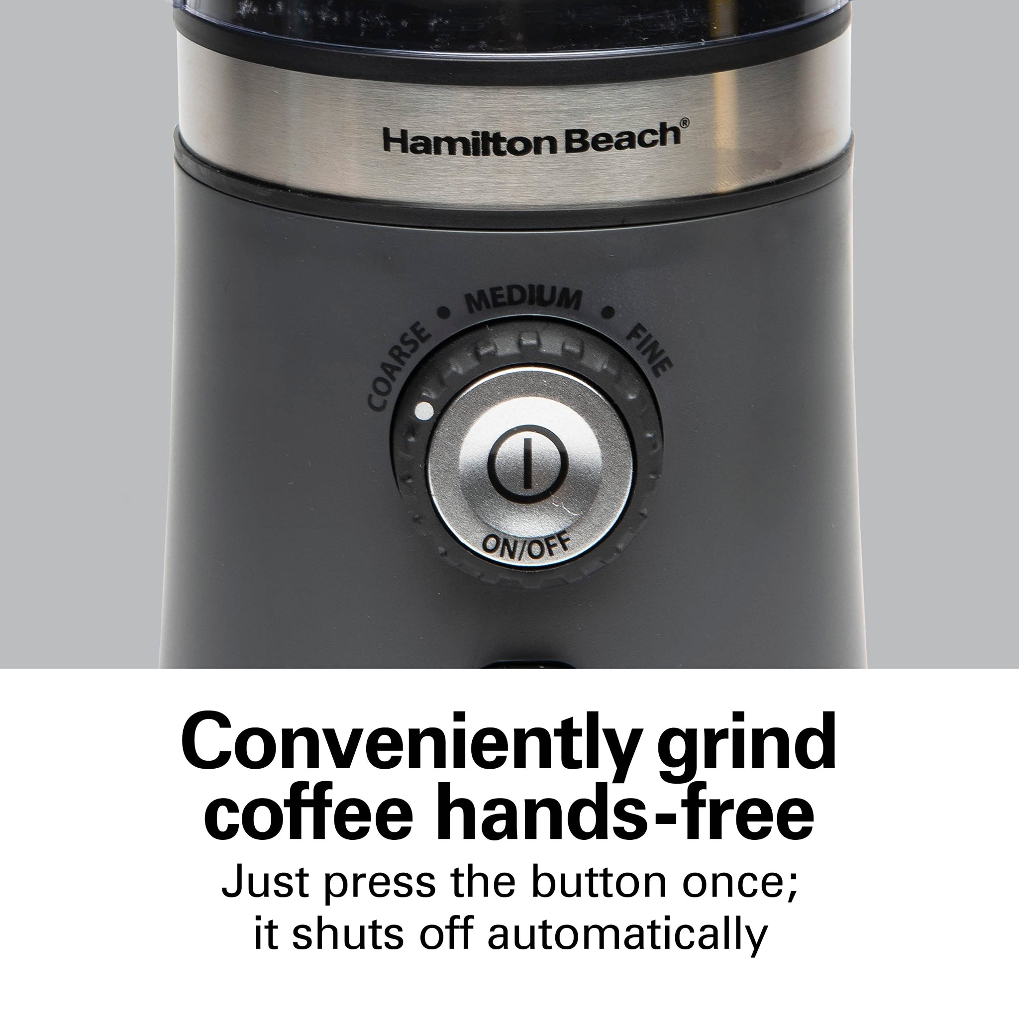 Hamilton Beach 80396C Electric Coffee Grinder for Beans Custom Grind™ Coffee Grinder, Removable Stainless Steel Chamber, Gray