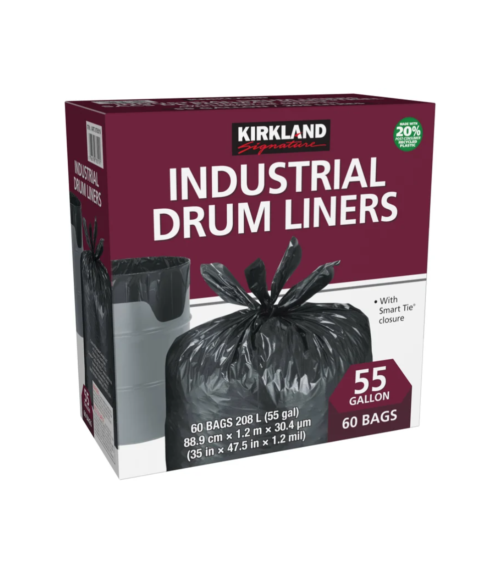 Kirkland Signature Smart Tie Industrial Drum Liners, 60-pack