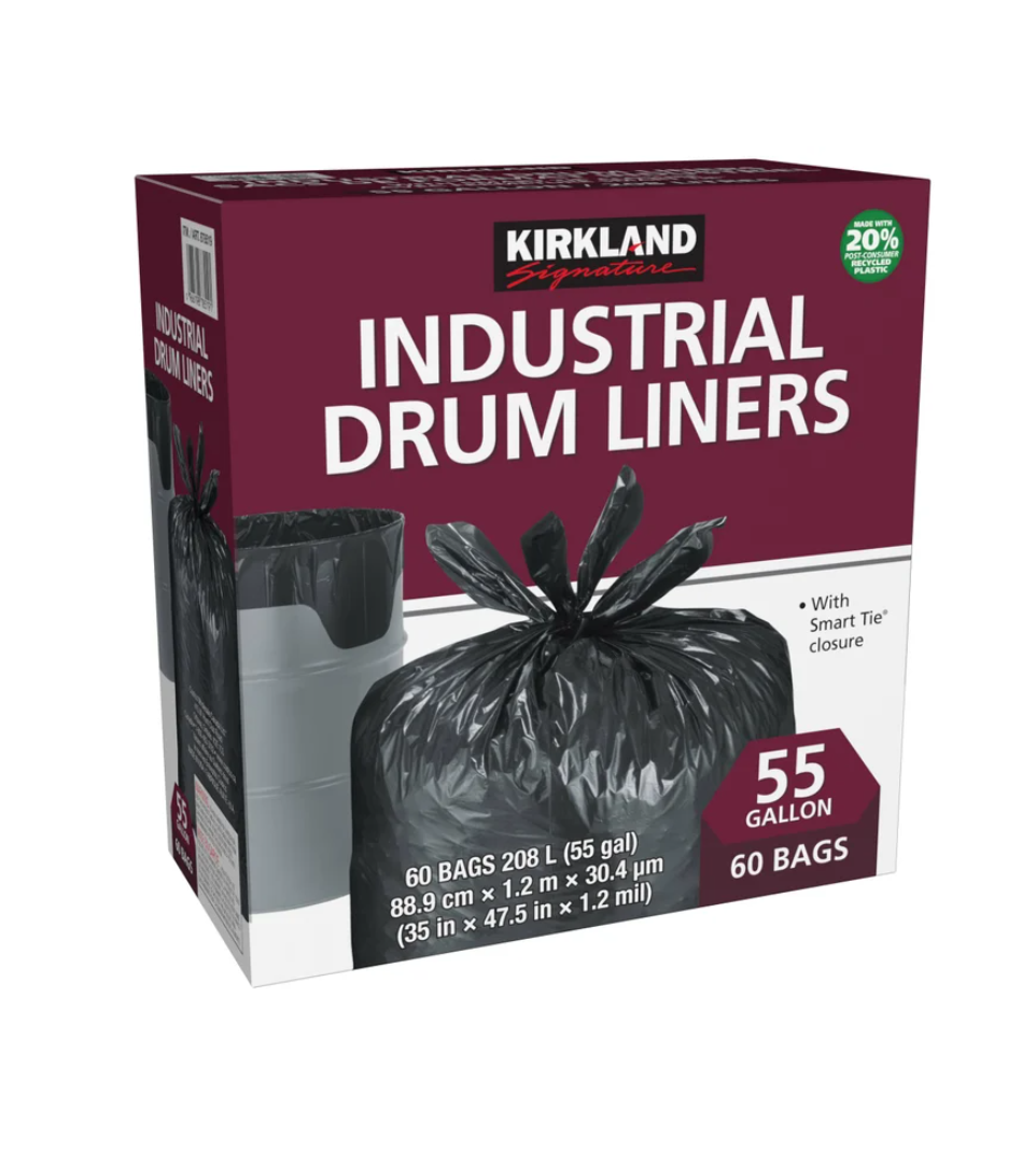 Kirkland Signature Smart Tie Industrial Drum Liners, 60-pack