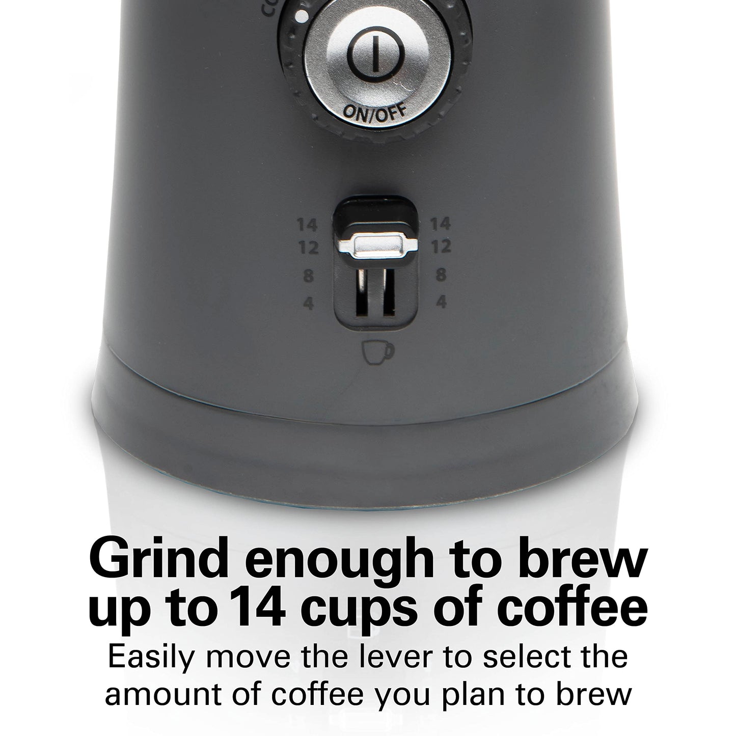 Hamilton Beach 80396C Electric Coffee Grinder for Beans Custom Grind™ Coffee Grinder, Removable Stainless Steel Chamber, Gray