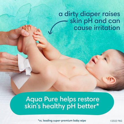 Pampers Baby Wipes Aqua Pure, 99% water-based wipes, Hypoallergenic and Unscented Infant Wipe, 336 Total (6 Flip-Top Packs)