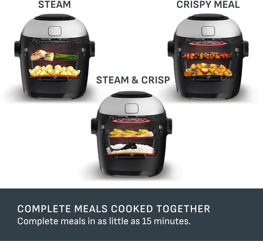 T-fal , Multicook Actifry, Multicooker & Air Fryer with Automatic Stirring Paddle, 6 L / 6.3 Qt. , Chrome