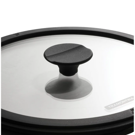 Tramontina , 3-piece Cast Iron 7-quart Deep Kadai & Flat Tawa Cookware Set , Black