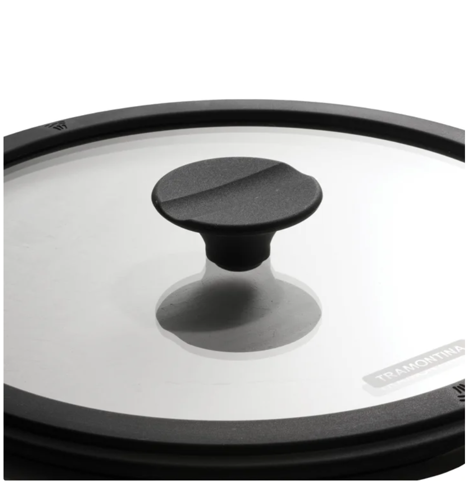 Tramontina , 3-piece Cast Iron 7-quart Deep Kadai & Flat Tawa Cookware Set , Black