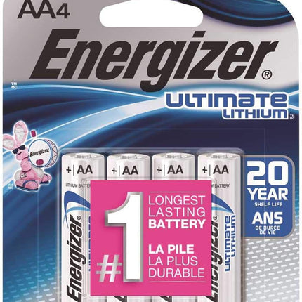 Energizer Ultimate Lithium AA Battery, Pack of 4