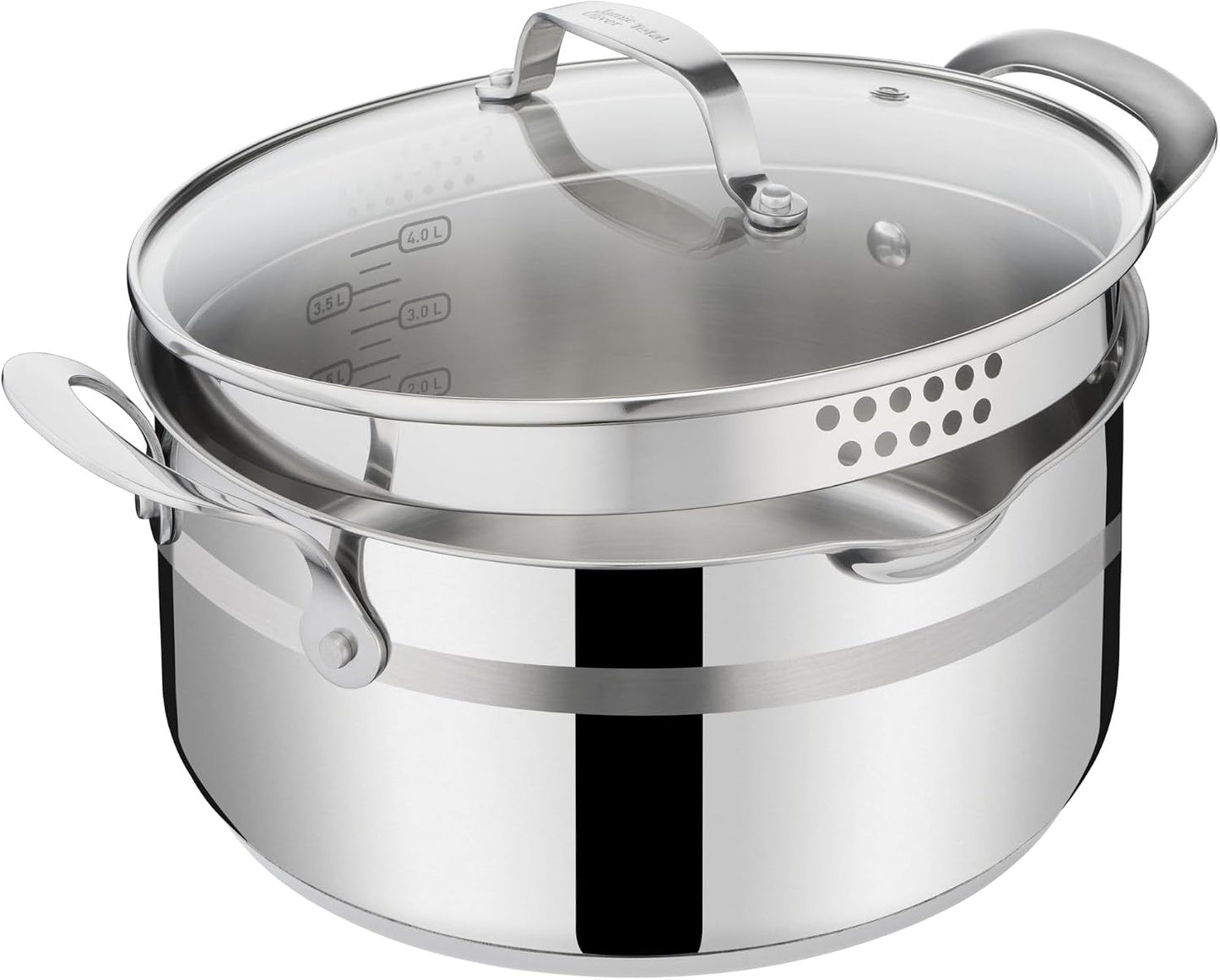 Jamie Oliver by Tefal Cook Smart 10-Piece Stainless Steel Pots and Pans Set, Robust, Fast Heating, Even Cooking, Riveted Handle, Induction Safe, Oven and Dishwasher Safe, Induction Cookware Set