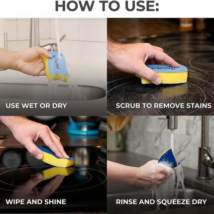 Vileda Scrunge Glass Ceramic Stovetop No-Scratch Scrub Sponge (Pack of 4)