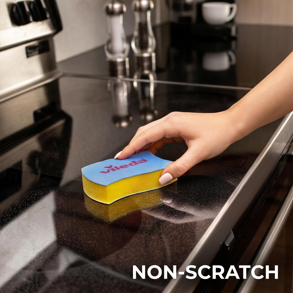 Vileda Scrunge Glass Ceramic Stovetop No-Scratch Scrub Sponge (Pack of 4)