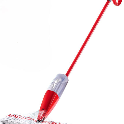Vileda Promist Max Spray Mop - 360 Degree Swivel, Red, Cotton Head, Multiple Surfaces