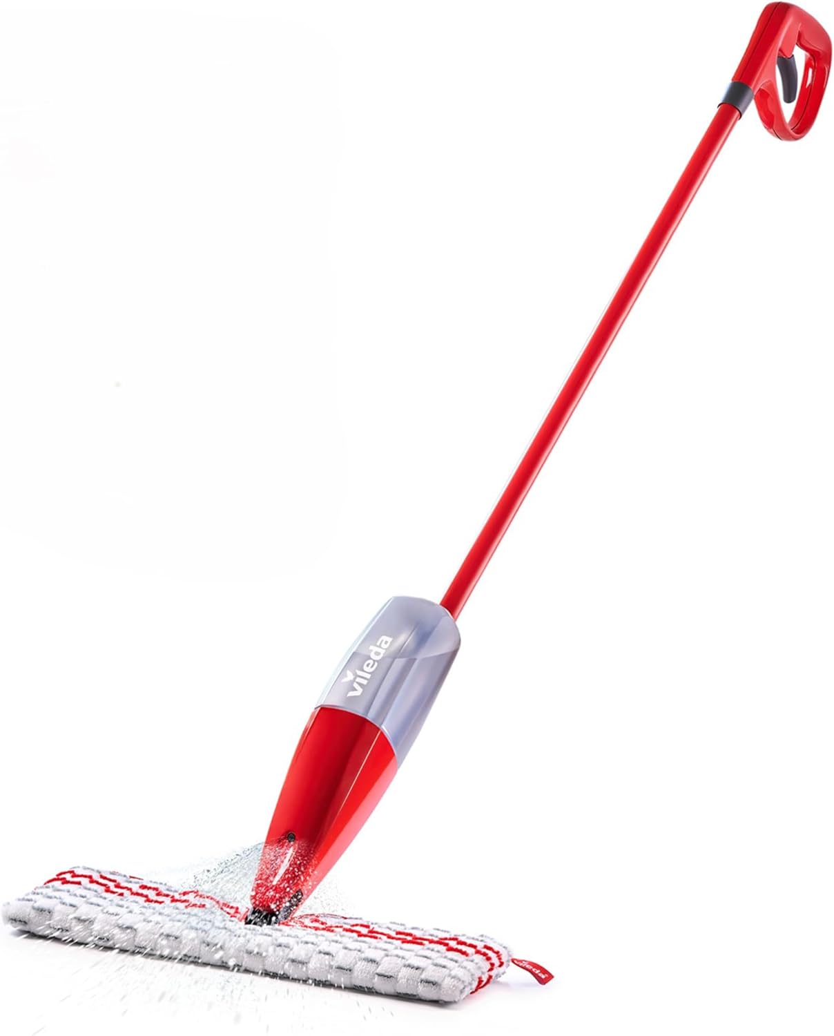 Vileda Promist Max Spray Mop - 360 Degree Swivel, Red, Cotton Head, Multiple Surfaces