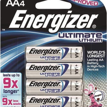 Energizer Ultimate Lithium AA Battery, Pack of 4