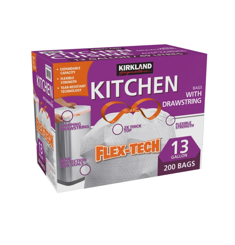 Kirkland Signature Drawstring Kitchen Bags, 200-pack