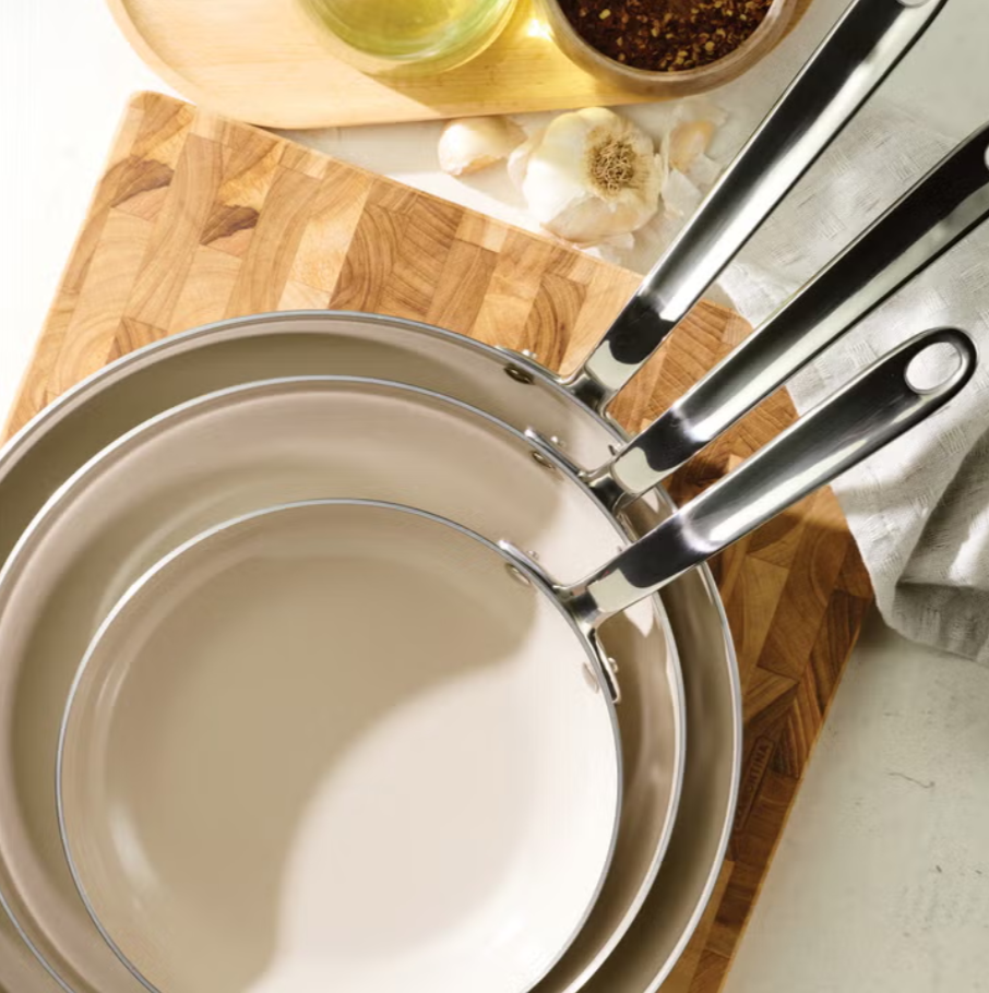 Tramontina Stainless Steel with Ceramic Non-stick Skillet Set, 3-piece