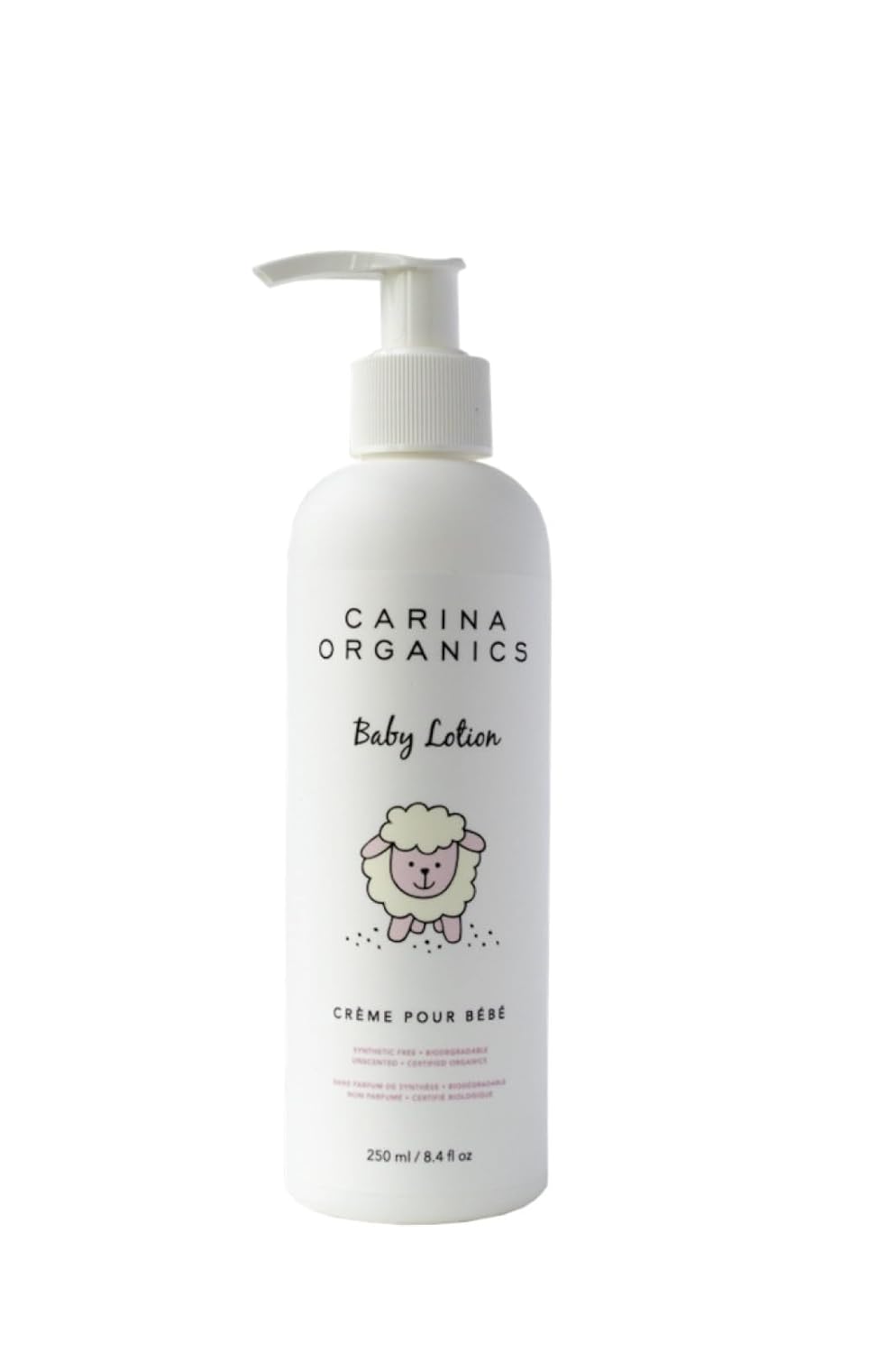 Carina Organics Extra Gentle Baby Lotion, Organic & Natural, for Sensitive Skin, Whole Body, 250 ml, White