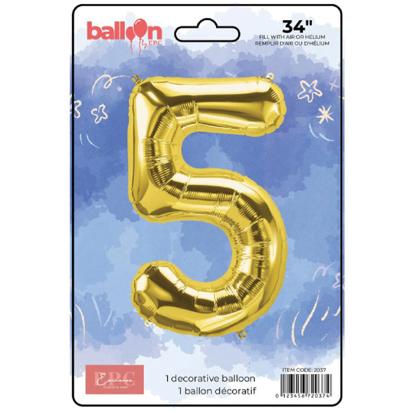 EPC Gold Foil Number 5 Balloon 34IN