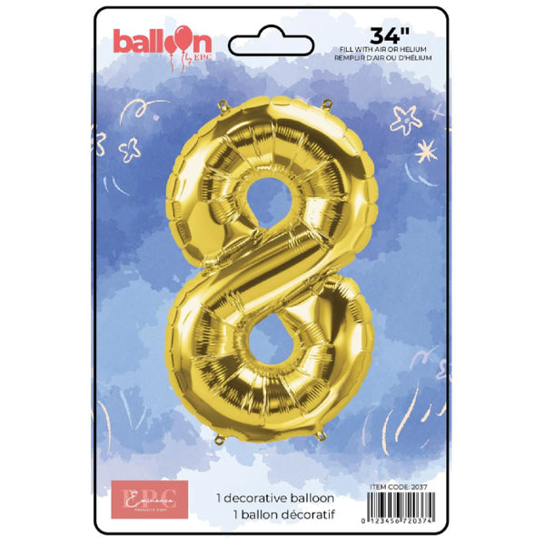 EPC Gold Foil Number 8 Balloon 34IN