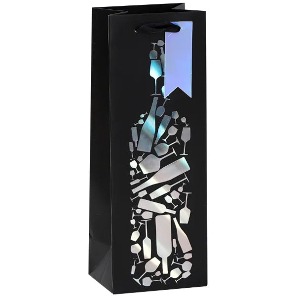 EPC Cheers Premium Black/silver Stamp Bottle Giftbag
