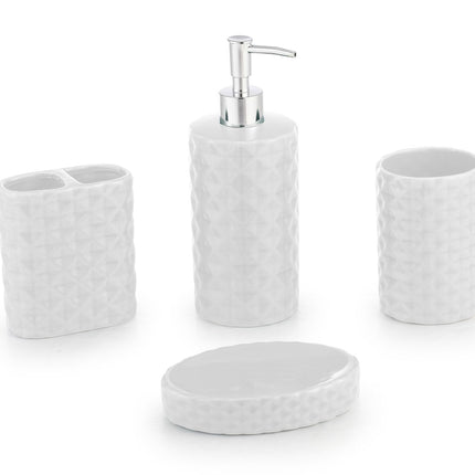 ITY 4 Piece Ceramic Diamond Pattern Bathroom Set - 70081SET