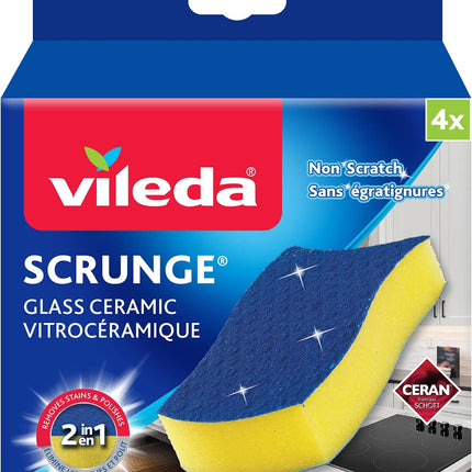 Vileda Scrunge Glass Ceramic Stovetop No-Scratch Scrub Sponge (Pack of 4)