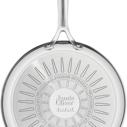 Jamie Oliver by Tefal Cook Smart 10-Piece Stainless Steel Pots and Pans Set, Robust, Fast Heating, Even Cooking, Riveted Handle, Induction Safe, Oven and Dishwasher Safe, Induction Cookware Set