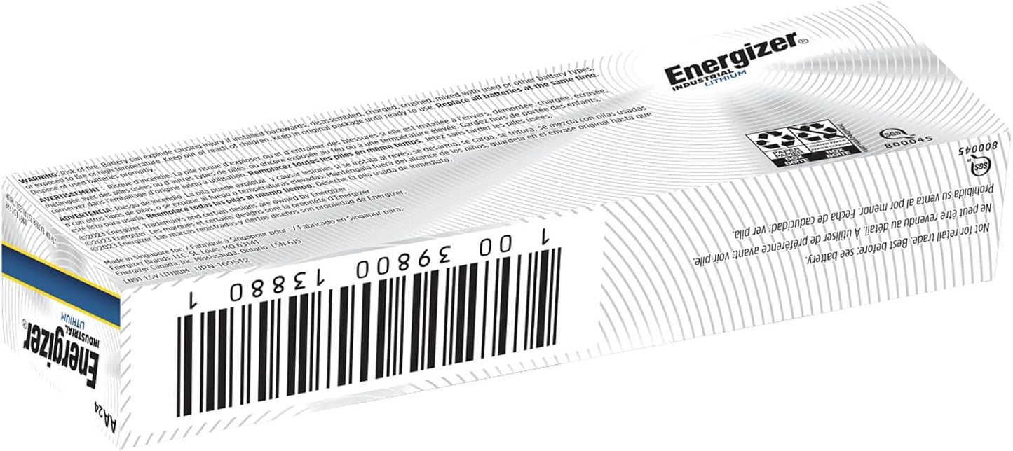 Energizer Ultimate Industrial Lithium AA Batteries, Pack of 24