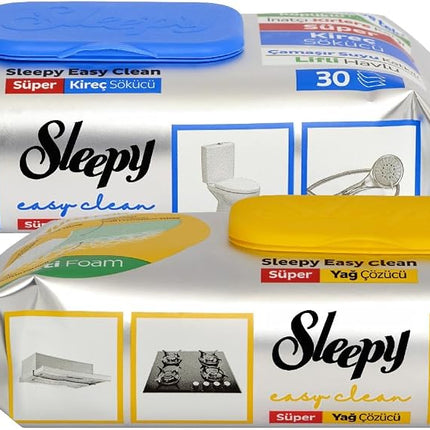 Sleepy Easy Clean Super Degreaser & Descaler Surface Cleaning Towel&Wipes 2x30 (60 Sheets)