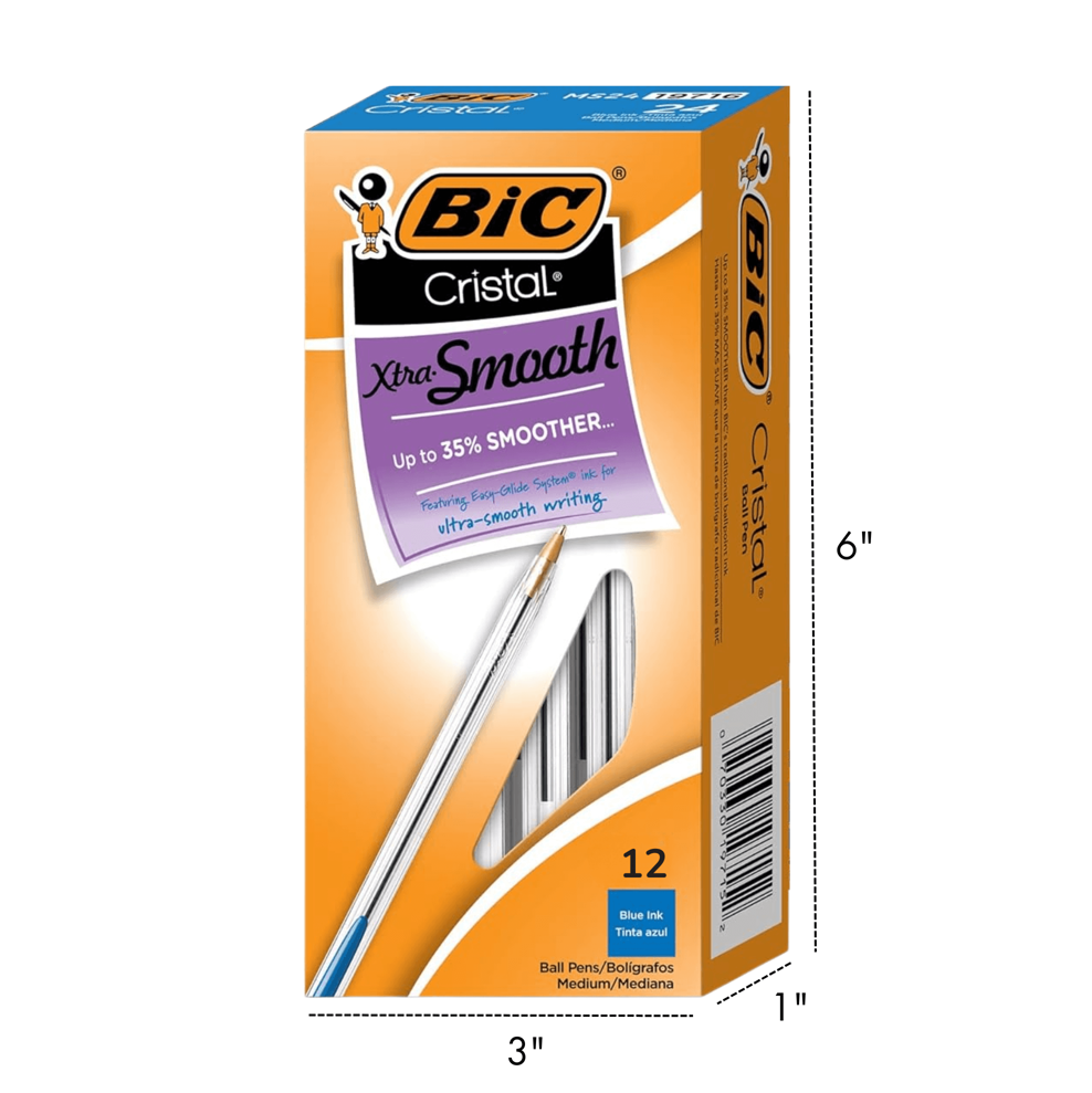 BIC CRISTAL - BALL PENS - BLUE 12PCS