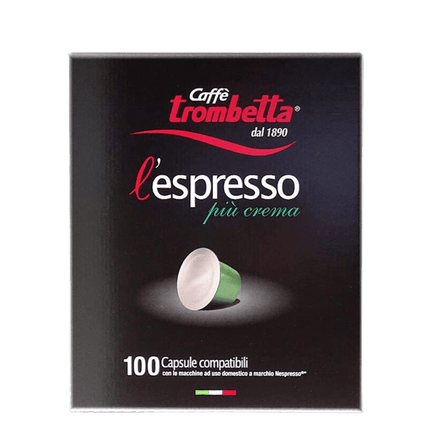 Caffè Trombetta Espresso Coffee Capsules, 100-pack , Black
