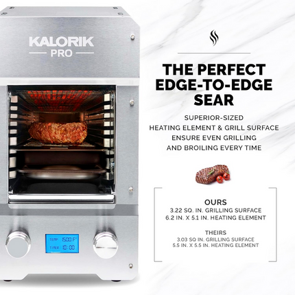 Kalorik Pro 1500°F Electric Steakhouse Grill and Broiler - Stainless Steel