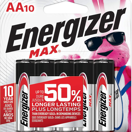 Energizer MAX AA Batteries (10 Pack), Double A Alkaline Batteries
