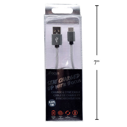 iFOCUS Type C Grey Charge and Sync Cable - 86405-GY