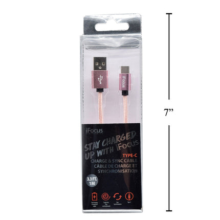 iFOCUS Type C Rose Gold Charge and Sync Cable - 86405-RG