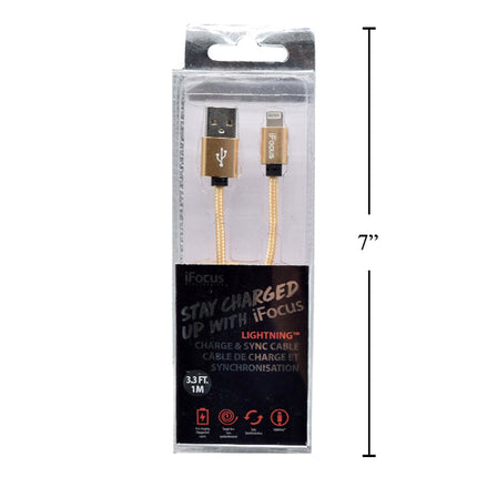 iFOCUS Lightning Gold Charge and Sync Cable - 86406-GD