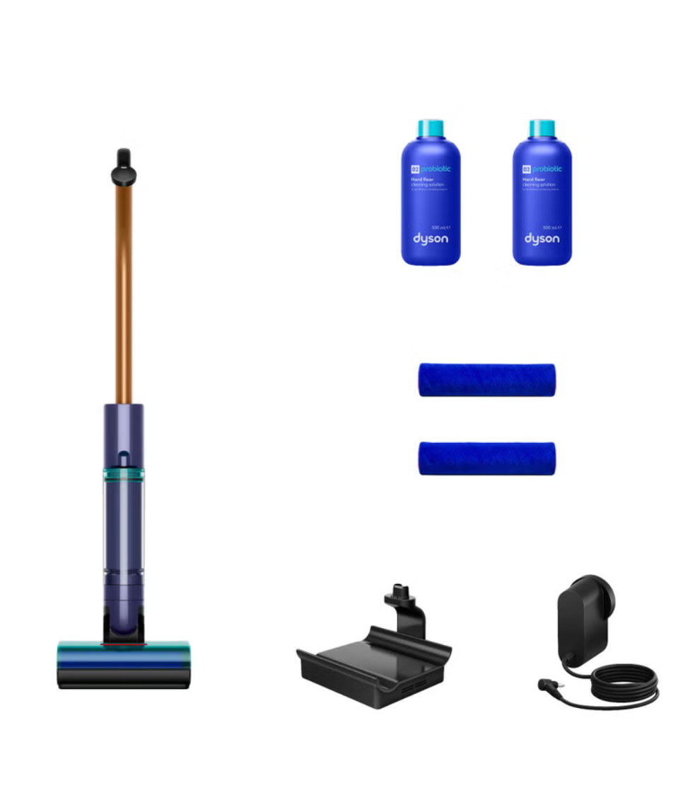 Dyson Clean + Wash Hygiene Wet Floor Cleaner with Hot-air Drying Dock, Two Rollers + Cleaning Solution
