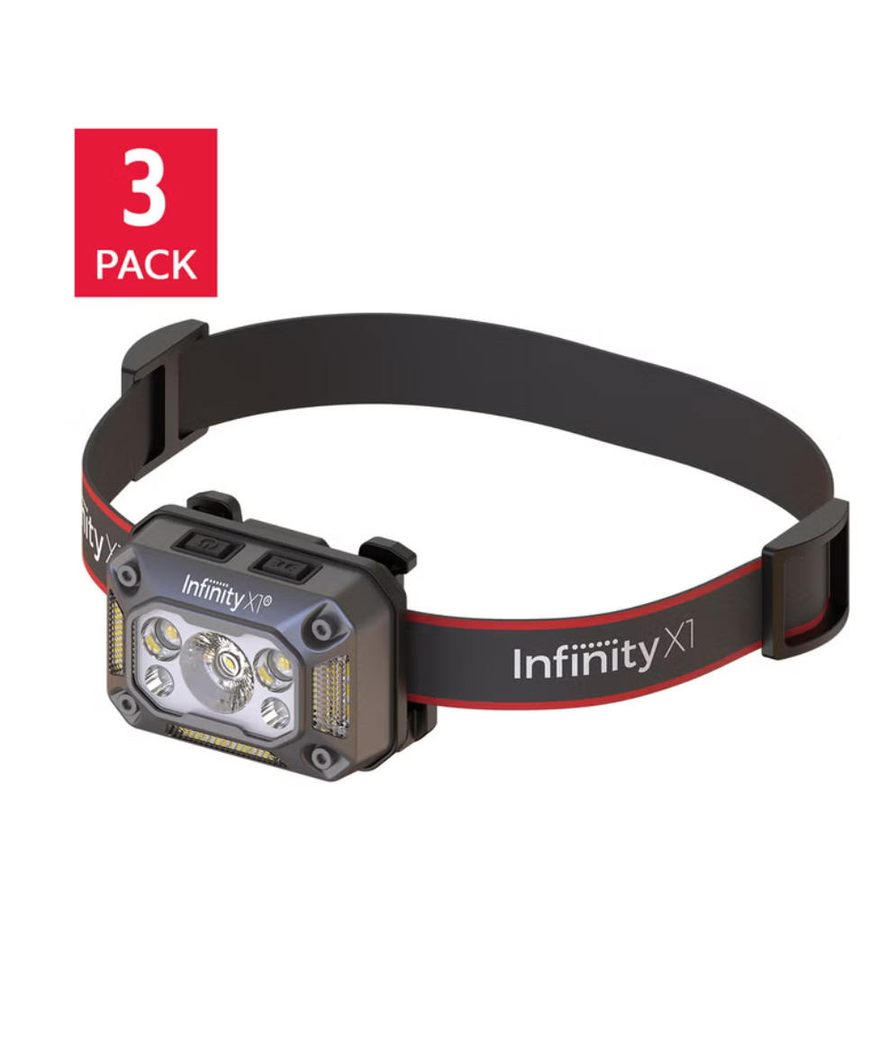 Infinity X1 Rechargeable 1500 Lumen Headlamp, Pack of 3