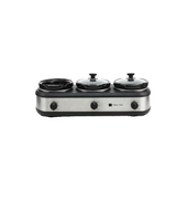 Culinary Chef 3 x 2.37 L (3 x 2.5 qt.) Capacity Triple Slow Cooker Stainless Steel