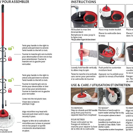 Vileda EasyWring Microfibre Spin Mop & Bucket Floor Cleaning System