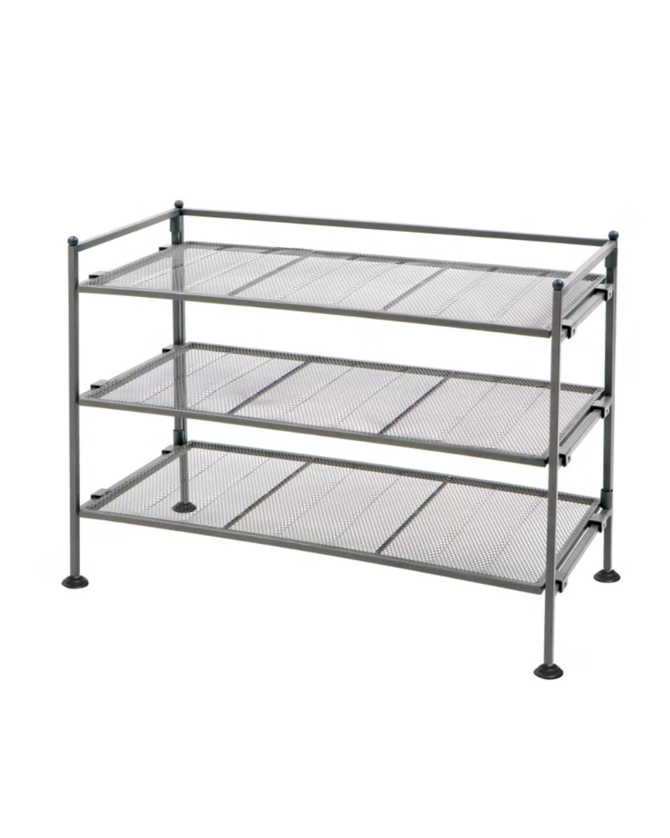 Seville Classics 3-Tier Stackable Sturdy Steel Mesh Utility Shoe Rack